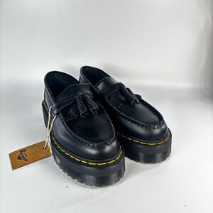 Dr Martens Adrian Quad Shoes Black Leather Platform Tassle NEW W6/ M5/EU37